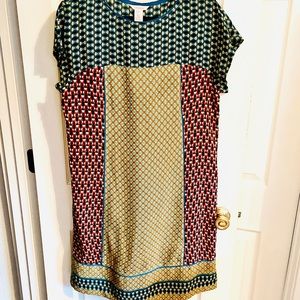 Sundance 💯% Silk Geometric Patchwork Shift Dress